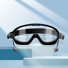 Large Frame Kids Swim Goggles Anti-Fog Swim Glasses for Boys and Girls, Anti-Lost Earplug Swim Goggles, Integrated Diving Swim Goggles