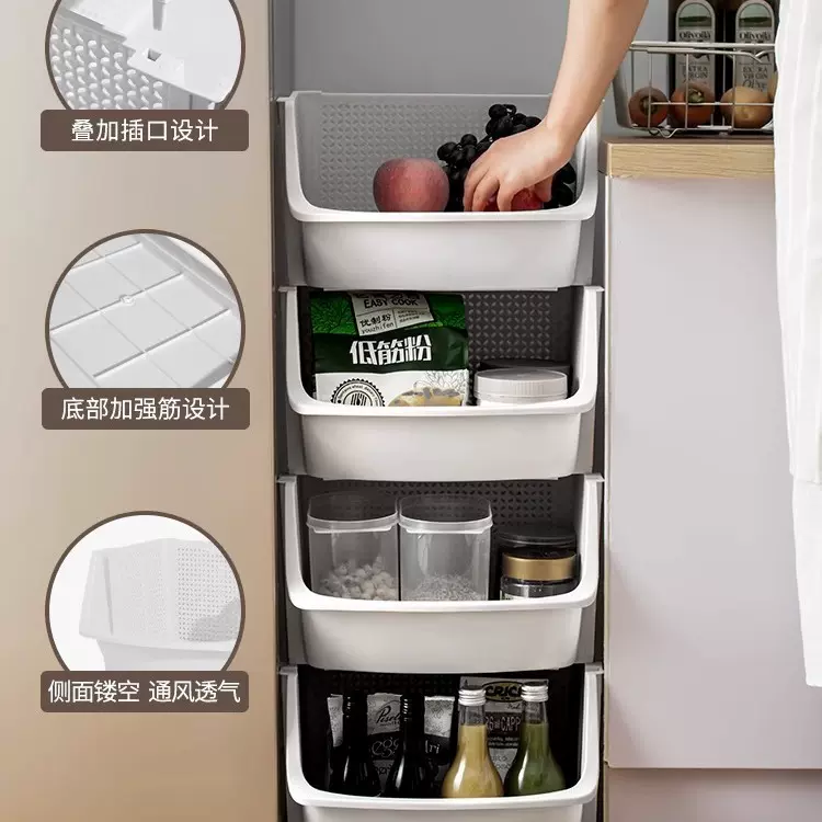 菜篮子置物架厨房放蔬菜收纳架塑料收纳筐家用果蔬水果台面置物筐