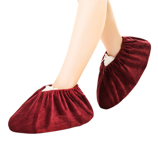 Flannel Shoe Covers Thickeneded Household Indoor Washable Fabric Student Waterproof Anti-Slip Wear-Resistant Kidsren's Foot Covers Gold Small
