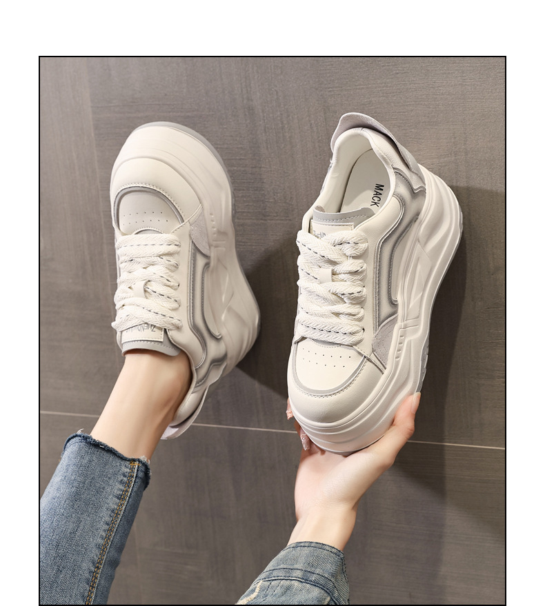 Giày sneaker nữ đế dày tăng chiều cao phong cách vintage — màu đen chi tiết 14