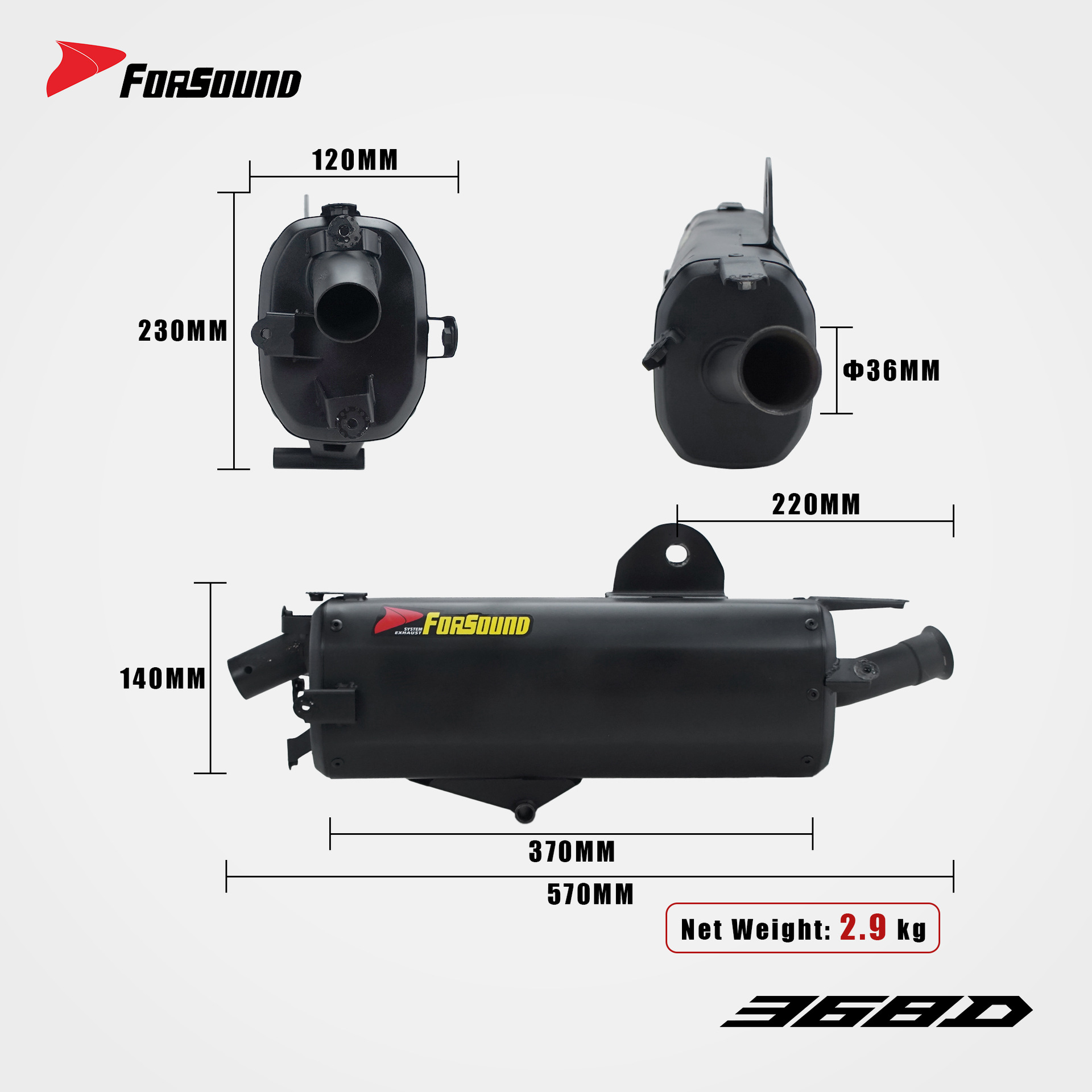 Suitable for ZONTES 368D modified original appearance motorcycle exhaust pipe tail section, direct connection, non-destructive installation