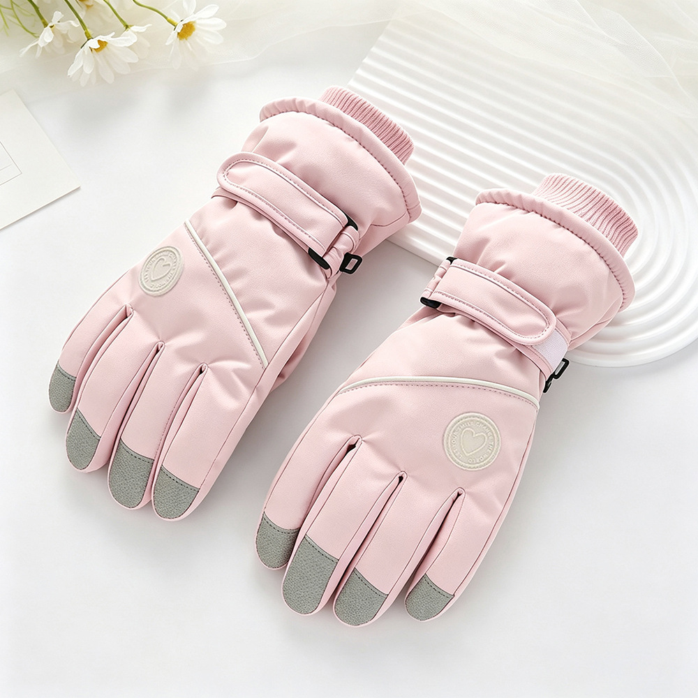 Guantes de esquí para hombres y mujeres en invierno, resistentes al viento y al frío, guantes cálidos con forro polar y engrosados, guantes antideslizantes con pantalla táctil para ciclismo al aire libre