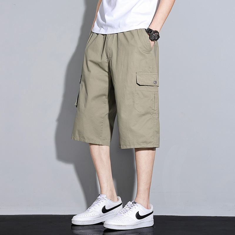 Summer Thin Cropped Pants Men's Sports Cotton Men's Popular Casual Pants Loose Overalls Men's Trendy Shorts