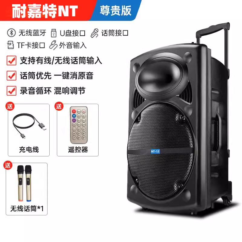 屋外の広場のダンスの音響の12インチの大きい音量は携帯用の歌のbluetoothのスピーカーの耳の麦の露店を持って売ります。|undefined