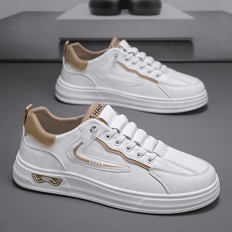 Zapatos de hombre 2025 nueva primavera casual universal zapatos de cuero de hombre un pedazo pequeño zapatos blancos zapatos deportivos de estudiantes de moda