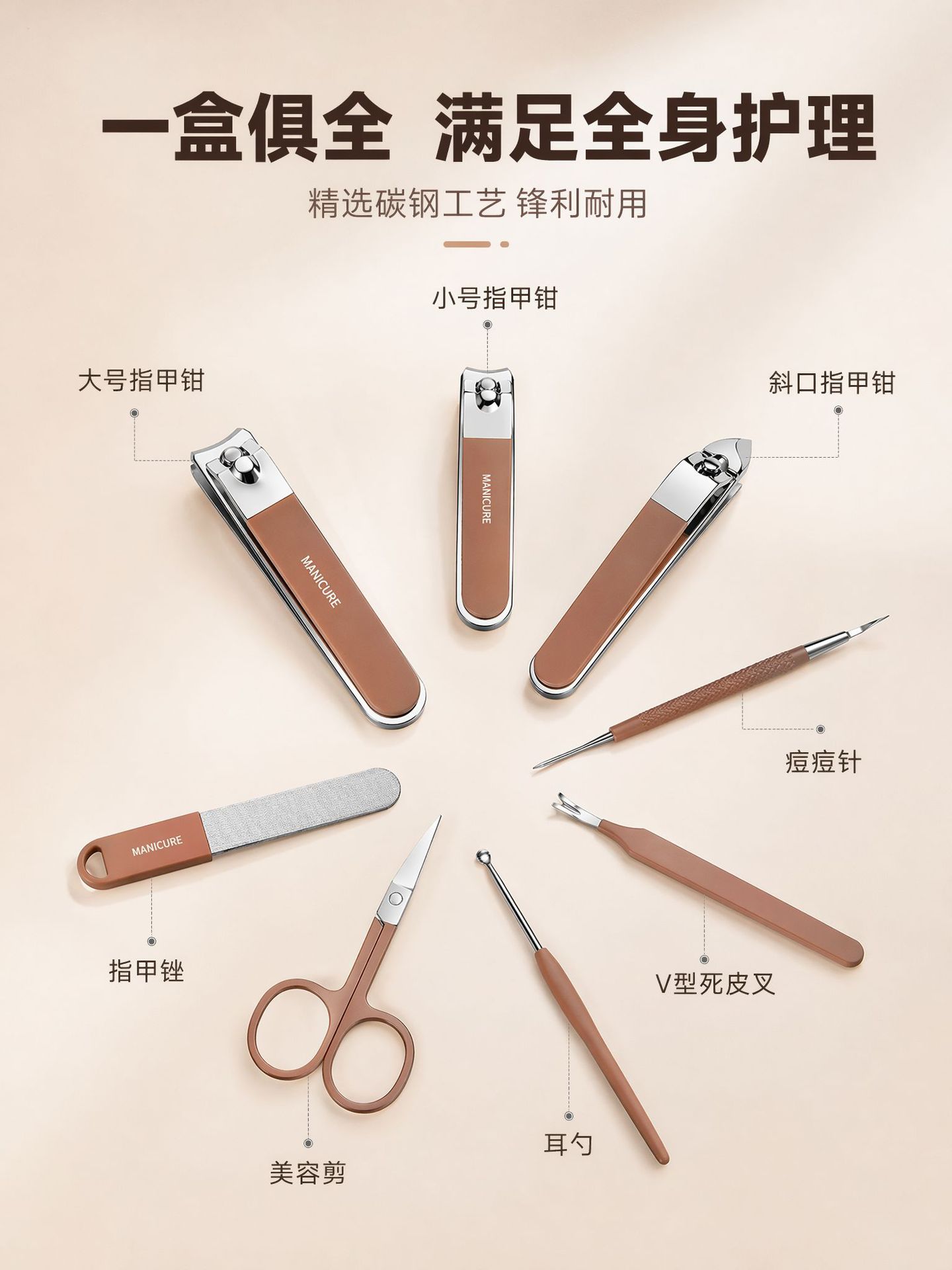 Nail Clipper Set Stainless Steel Nail Trimmer Cuticle Scissors Anti-Splash Portable Manicure Tools for Men and Women