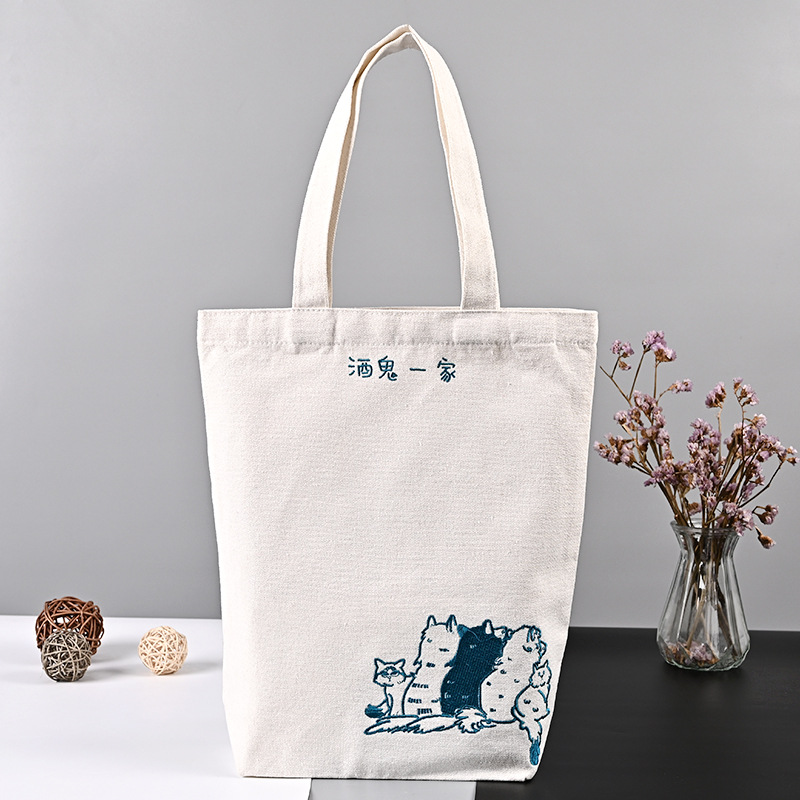 学生帆布袋定制加印logo创意印花学生手提帆布包购物棉布袋子定做