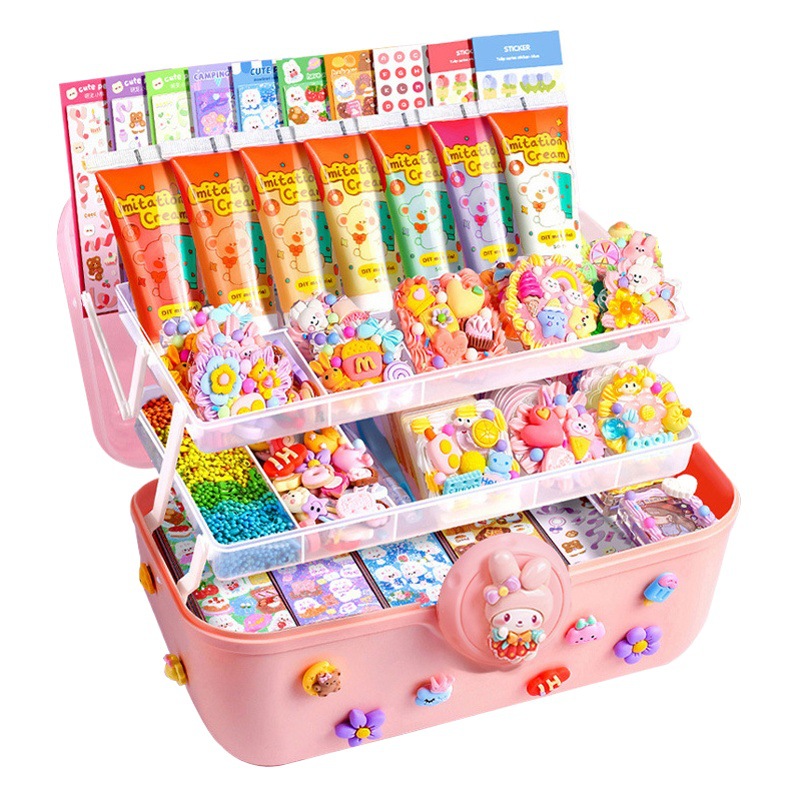 Crema de pegamento Goka traje conjunto completo de papelería Diario pegatinas DIY arenas movedizas Goka pegatinas paquete de material juguetes de las niñas