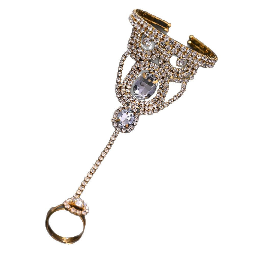 Anillo de pulsera exagerado europeo y americano una cadena de moda de personalidad femenina diamantes pulsera ajustable