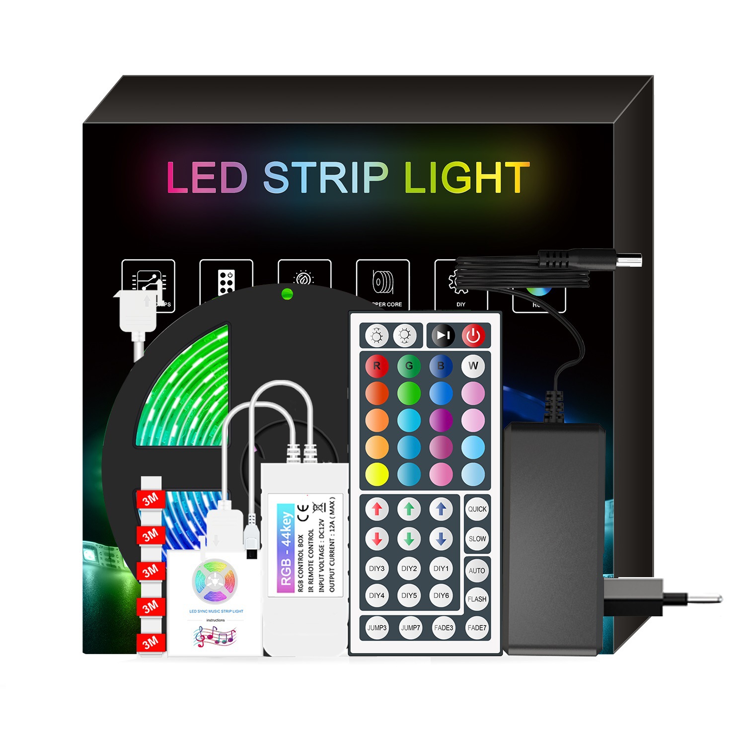 5050RGB七彩灯带 12V灯带彩盒套装|ms