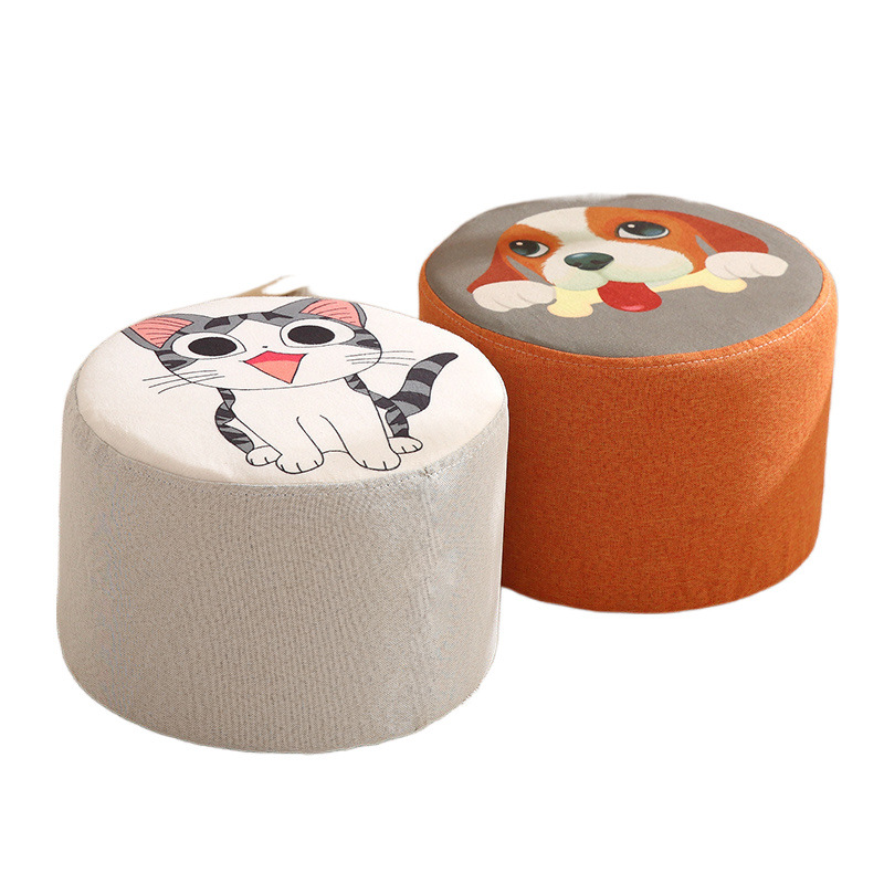 Taburete pequeño sofá de tela doméstico, sala de estar para cambiar de zapatos, taburete pequeño creativo, taburete bajo, red corta.