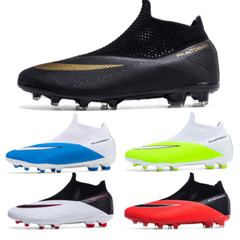 Cross-border soccer shoes high-top woven sock shoe for men, women, children, AG long spike leather foot youth student sports sneakers