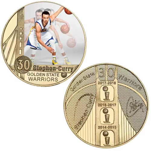 NBA star Curry commemorative coin gold coin gold-plated die-cast badge collection medal commemorative coin gift