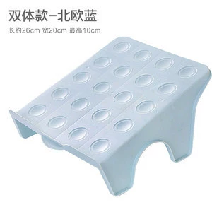 Double-layer plastic shoe rack, compact stackable holder for sandals & sneakers, 12.5 cm