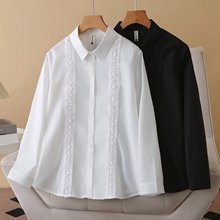 胖MM大码2025秋季新款女装气质时尚前片贴花边长袖衬衣 z116 2538