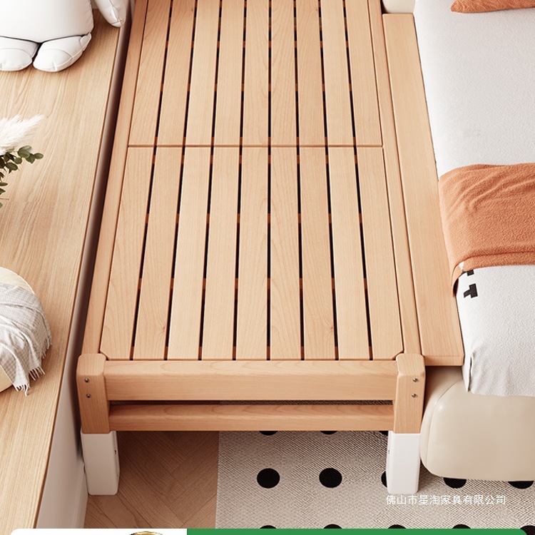Spliced ​​Bed, Widened Bedside Beech Children's Bed, Single Small Bed, Crib, Spliced ​​Large Bed, Widened Splicing