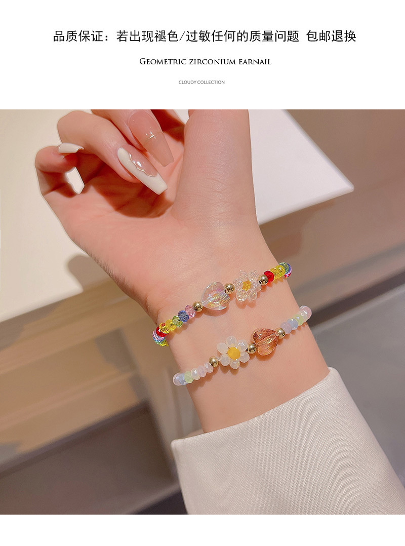 1 Piece Fashion Heart Shape Artificial Crystal Elastic string Beaded Womenu0027S Bracelets