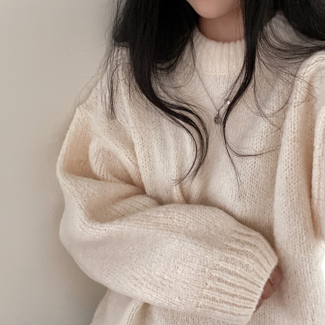Autumn retro Japanese design base solid color sweater
