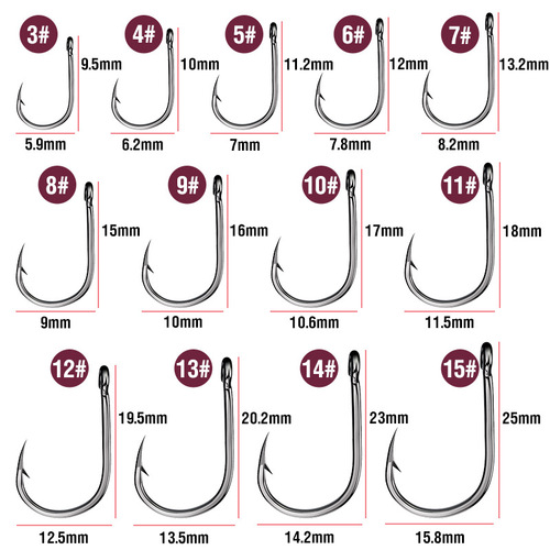 Fish hooks in bulk with barbed tubes Iseni 100 pieces boxed anti-escape single hook with circle fishing hook high carbon steel