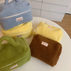 原創羊羔毛兩件套化妝包新款高顏值大容量便攜旅行收納包洗漱包