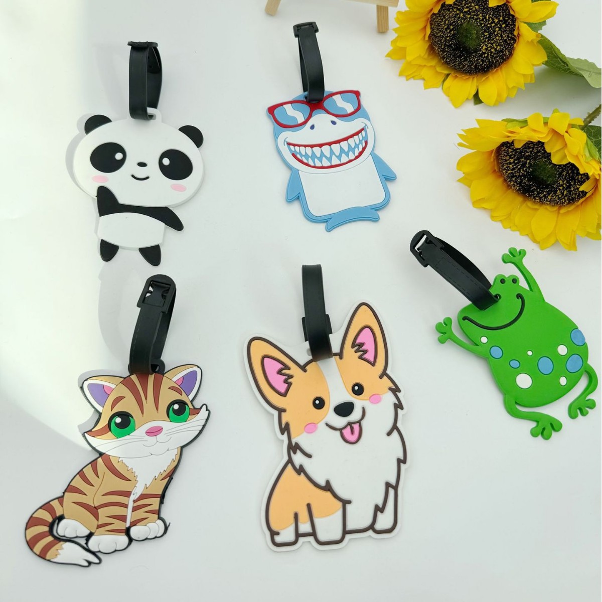 Factory direct creative cartoon animal boarding luggage tag pvc soft rubber anti-lost strap luggage tag wholesale