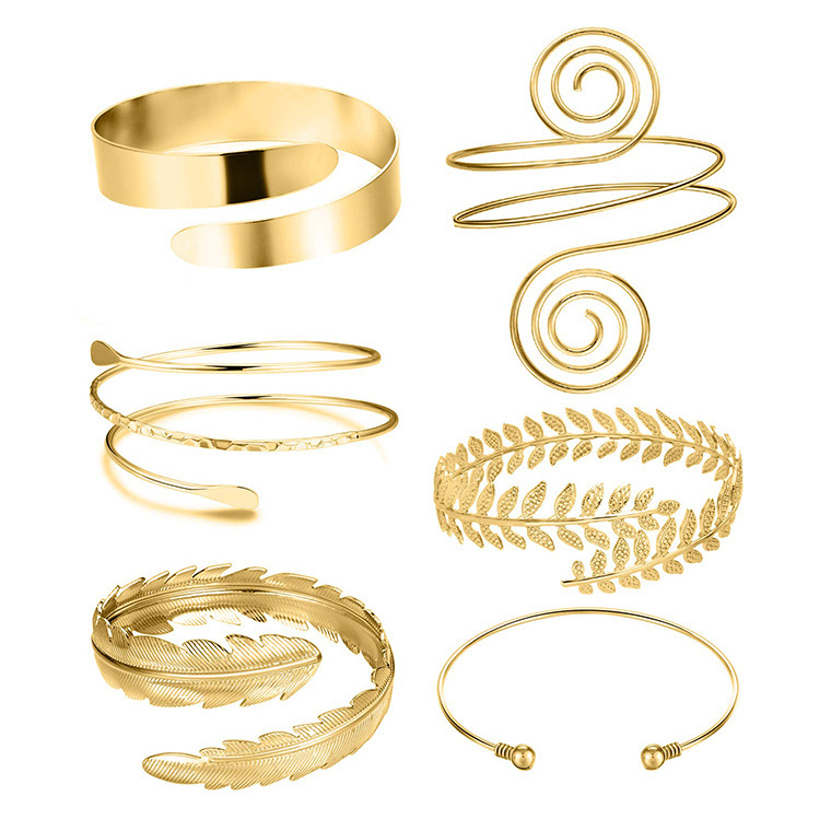 Amazon Cross-Border Alloy Arm Cuff Upper Arm Bracelet with Adjustable Opening Personalized Jewelry Set