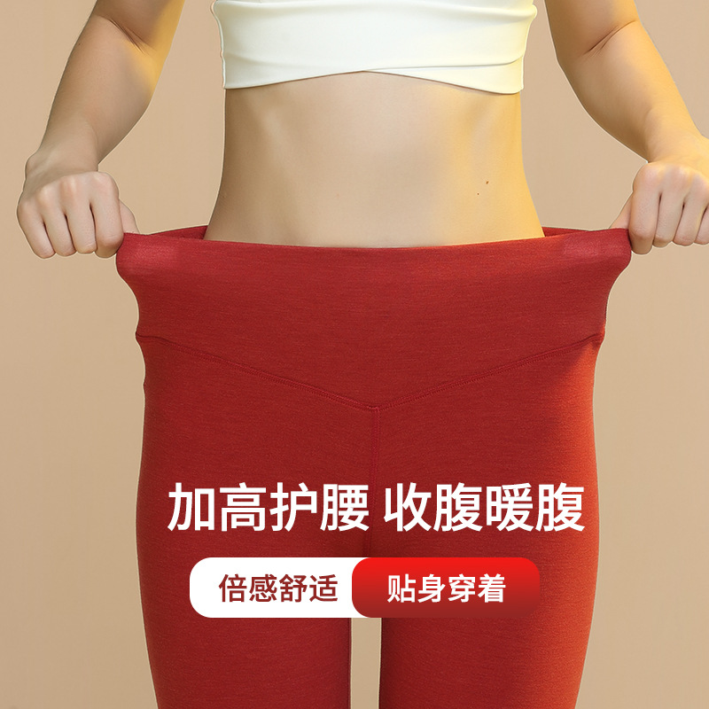 (카멜 헤어 패치) 국경 따뜻한 하이 웨스트 바지 새로운 여성의 가을, 겨울 무릎 패드 플러스 벨벳 두꺼운 레깅스 재고 있음