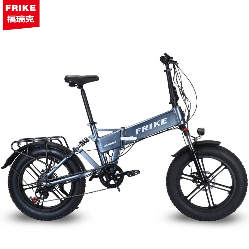 Электрический складной горный велосипед (FRIKE) 20 дюймов, 48V литий, fat-tire, складывающийся