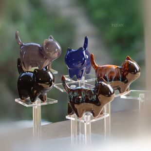 Kiln color color tea pet open film can raise a single tea tray tea table ceramic ornaments gift kitten tea ceremony accessories