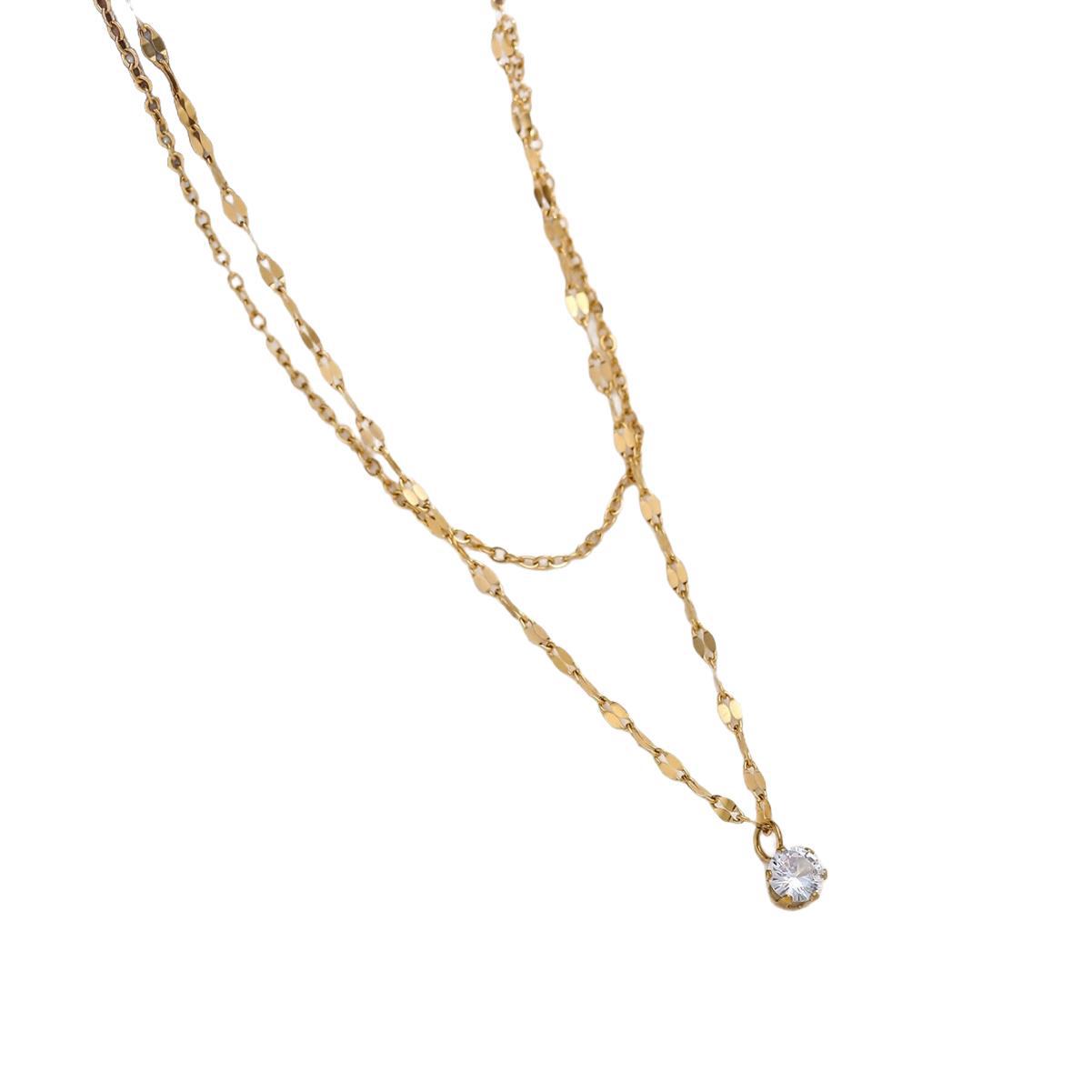 Two-tone Delicate Layered Chain Necklace Gold & Silver Mixed Metal_voghion.com