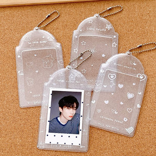 Original Transparent Glitter Cute Card Holder 3inch Pvc Student Id Girl Heart Card Holder Small Card Random Card Storage Card Holder