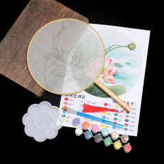 細心の注意を払った手描きの扇子 DIY 自家製シルクコピーと着色絵画扇子端午節ウォームアップ活動扇子素材パッケージ