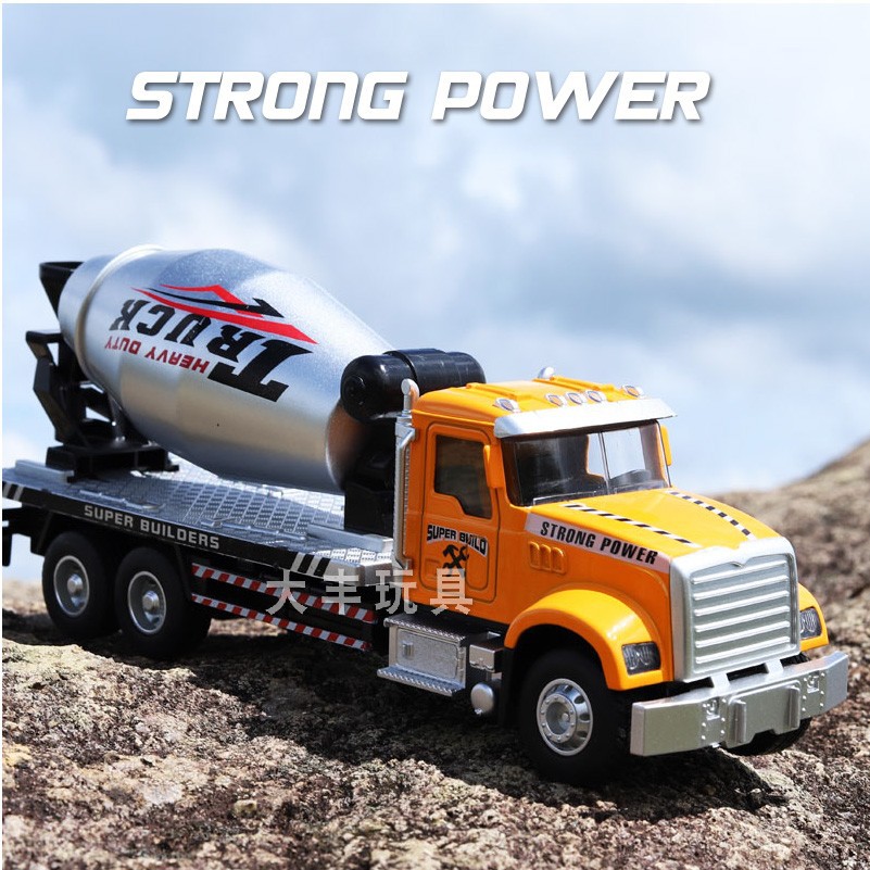 Children's Alloy American Mixer Truck Toy Simulation Concrete Cement Truck Engineering Vehicle Model Set Wholesale