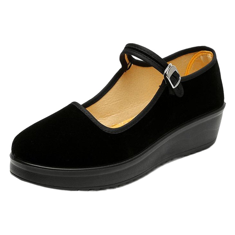 Old Beijing Cloth Shoes Women's Shoes Square Dance Shoes Work Shoes Non-slip Soft Sole Hotel Work Shoes Black Mother Shoes Flat Sole
