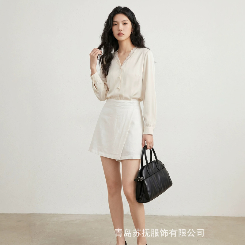 100% Hemp Short Skirt Pants, Summer Anti-Exposure High-Waisted Slimming Hemp Skirt Pants