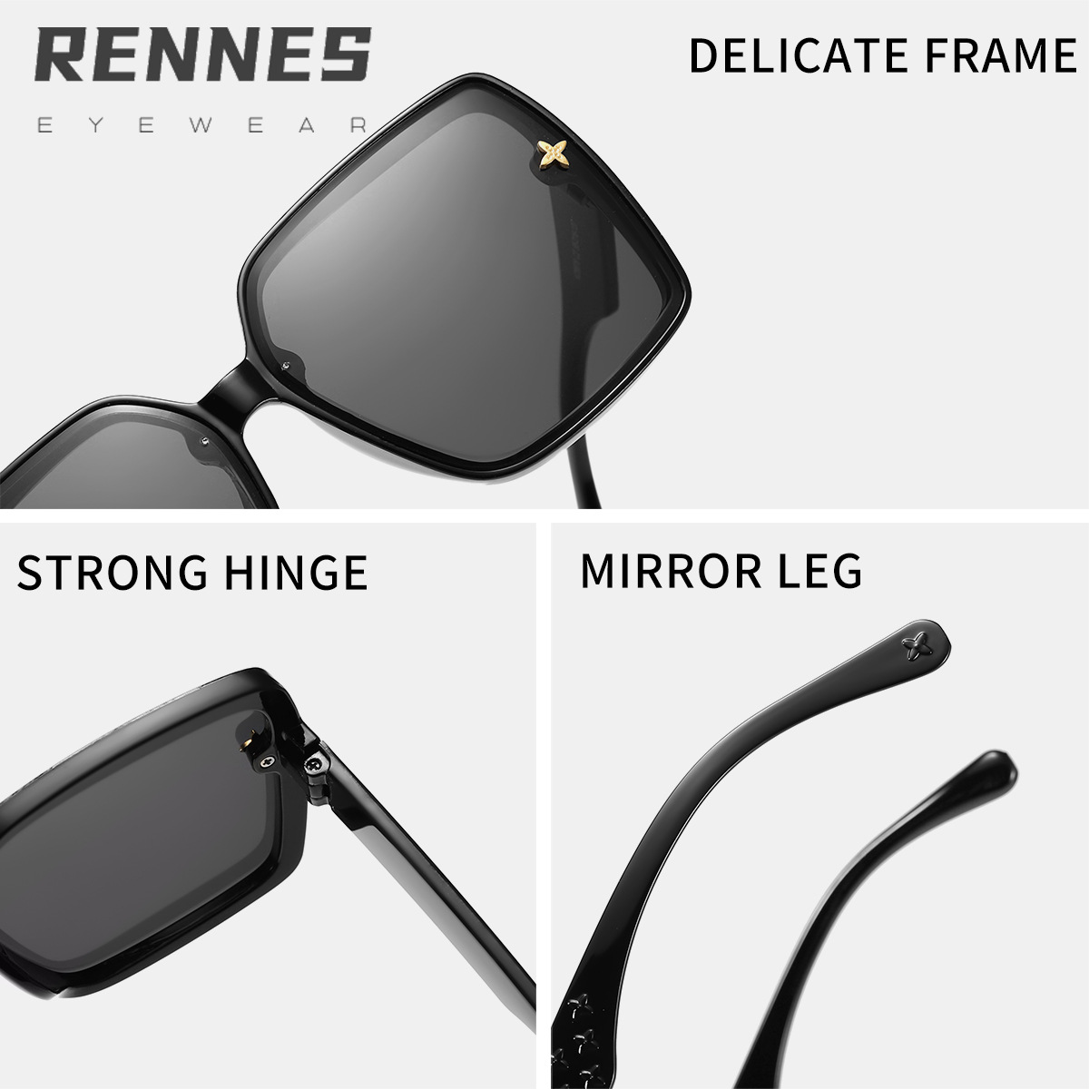 Moda nueva tendencia europea y americana gafas de sol de montura grande para mujer sombra cuadrada tiro callejero playa gafas de sol anti-ultravioleta