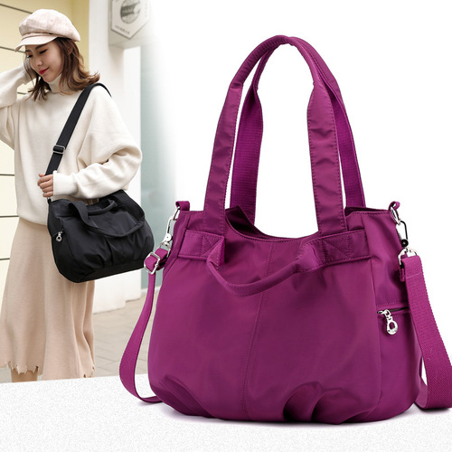 2024 New Large Capacity Waterproof Nylon Single Shoulder Bag for Women Oxford Cloth Handbag Casual Simple Crossbody Bag for Moms