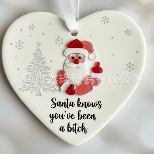 Nuevos productos transfronterizos de fondo blanco plano amistad de Navidad acrílico decoración de automóviles colgante amor Santa colgante