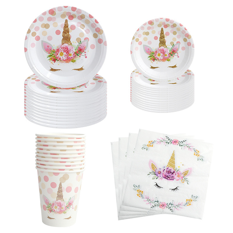Unicorn Paper Plate Disposable 7 Inch 9 Inch Disc Birthday Cake Plate Paper Plate Party Tableware Picnic Plate