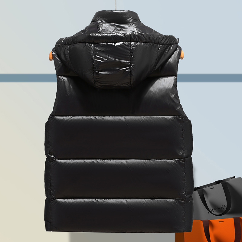 2023 nuevo chaleco de algodón de pluma de oro negro transfronterizo para hombres y mujeres relajado ocio grueso chaleco chaqueta de moda delgada
