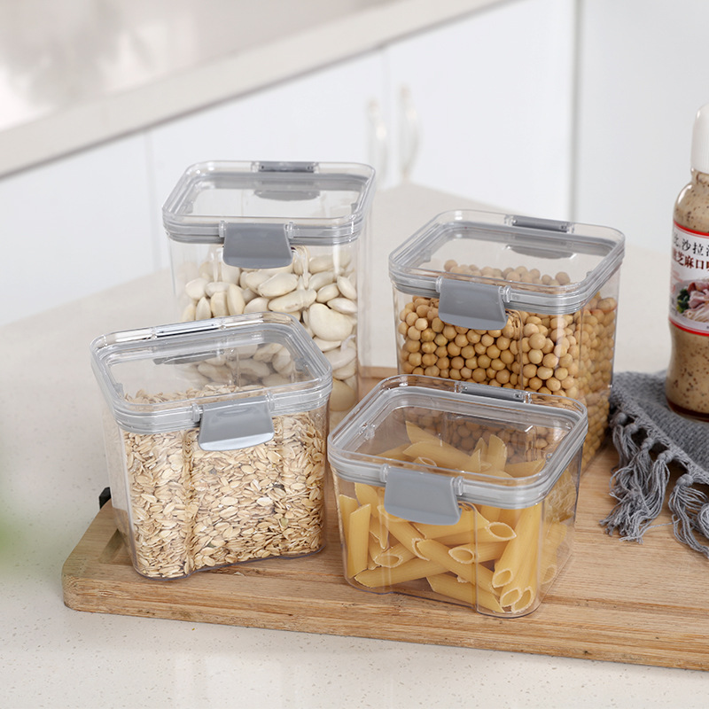 New Cereals Storage Jar Clear Plastic Crisper Snack Dry Goods Tea Storage Tank Kitchen Sealed Jar