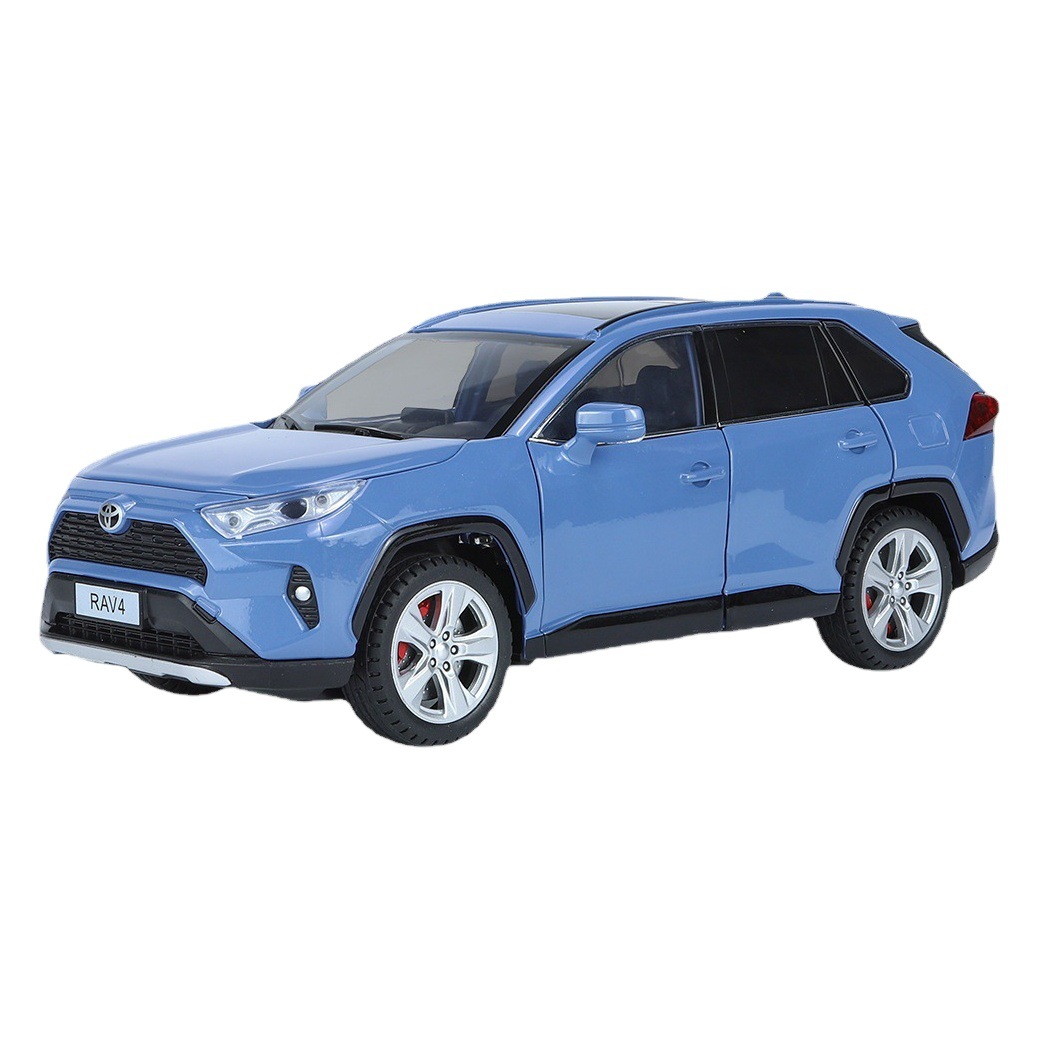 Zhiguan aleación modelo de coche 1:24 genuino Toyota RAV4 Rong Puerta Abierta sonido y luz Tire hacia atrás juguete vehículo todoterreno modelo péndulo