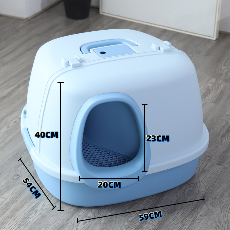 Caja de arena para gatos corredor semi-cerrado desodorante de gran tamaño canal largo anti-Arena gatito suministros de inodoro