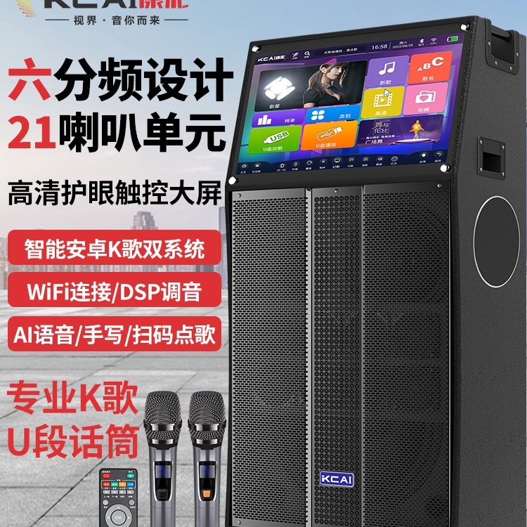 Square Dance Audio with Display Screen Home Ktv Audio Set Karaoke All-In-One Outdoor Live Broadcast Karaoke Speaker