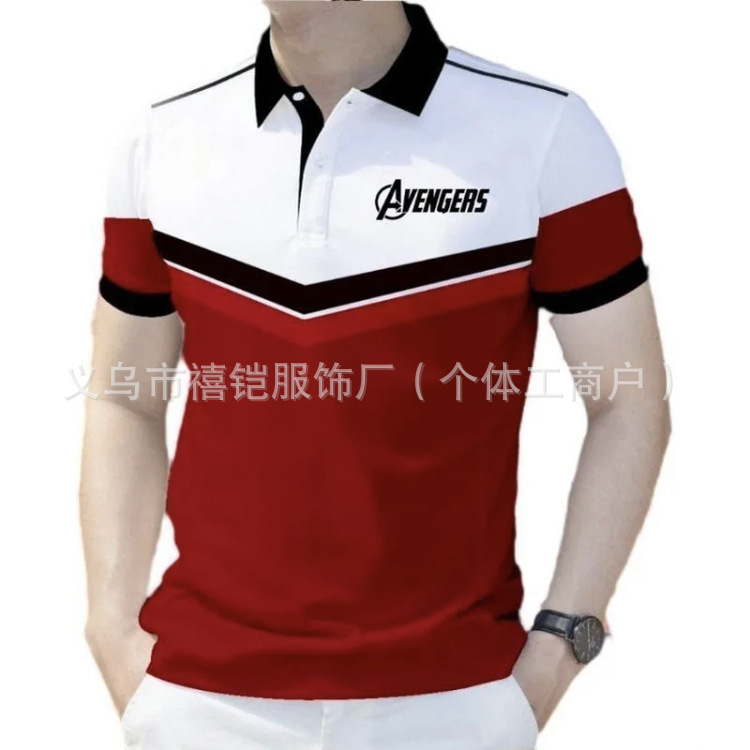 Amazon New Cross-Border Men's Casual Polo Shirt Fashion Trendy Printed Lapel Button Business T-Shirt Top