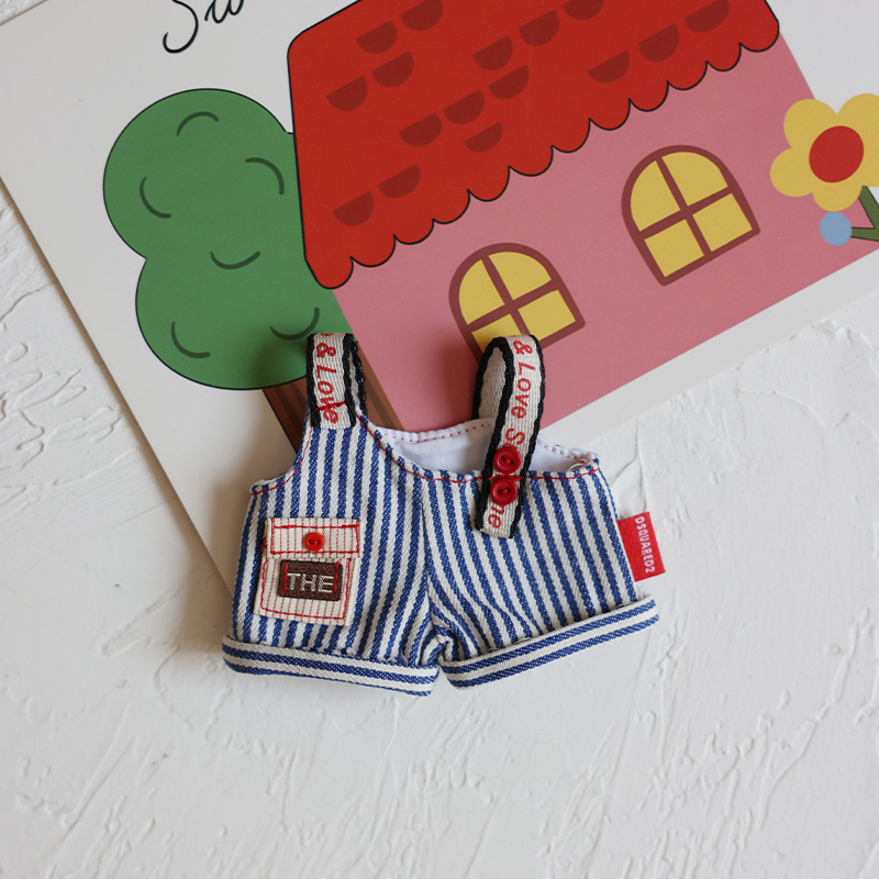 라부부 인형, 인형 옷 교체, 인형 의상, 열쇠고리, 네이비 멜빵바지, 솜 인형, 캐주얼 의류