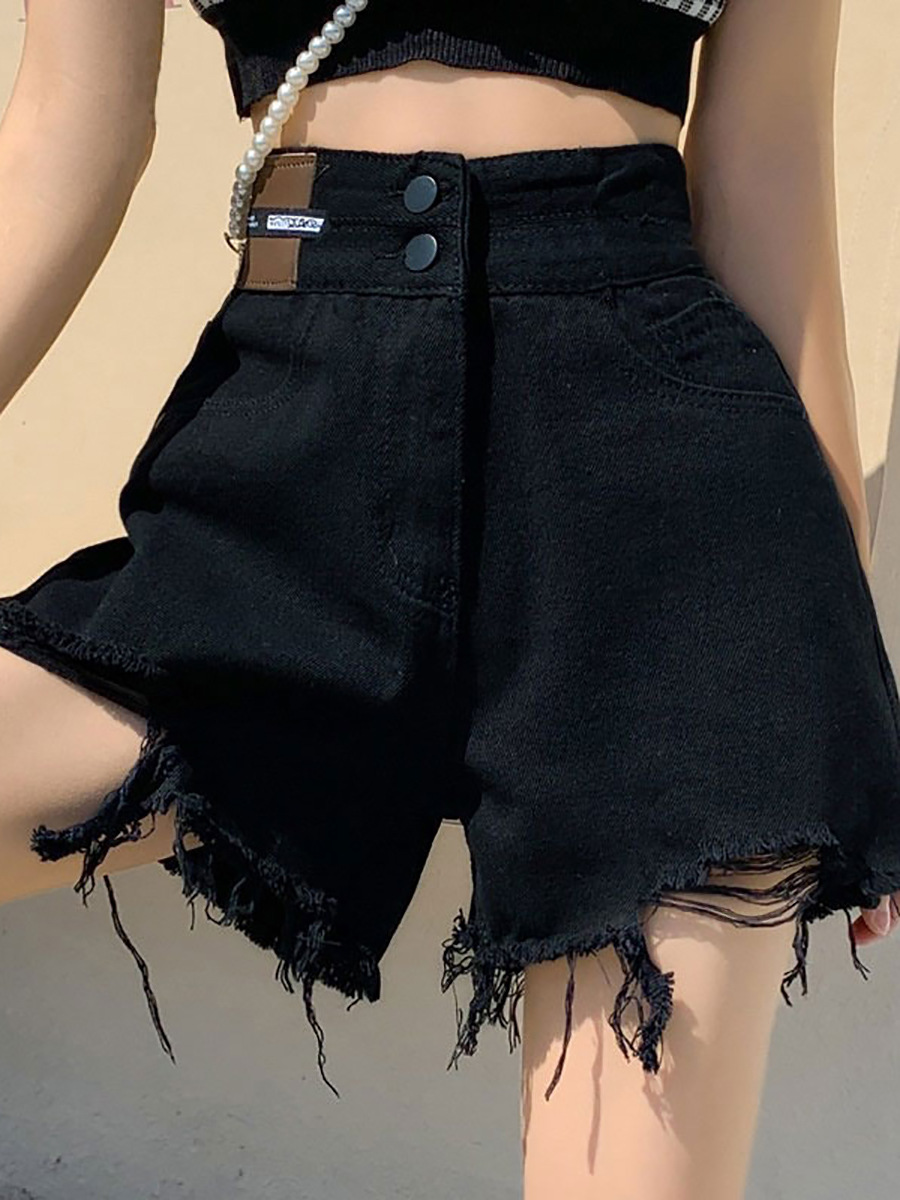 Black denim skirt