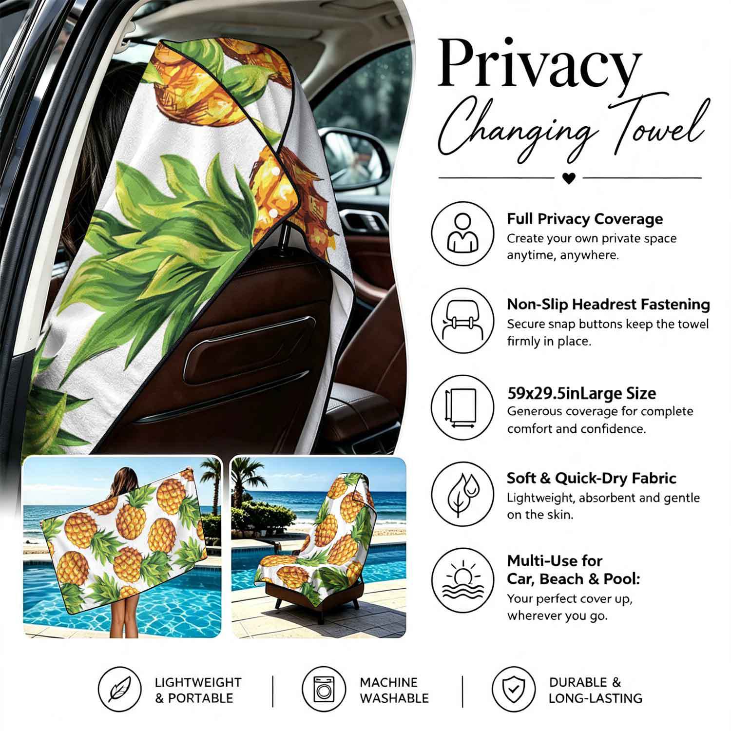 Printed bath towel and car seat cover 2-in-1, ultra-fine fiber outdoor beach and car dual-use universal seat cushion