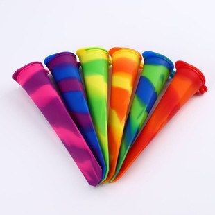 Manufacturer's New Ready-Made 6-Color Silicone Popsicle Mold with Lid, Mixed-Color One-Piece Homemade Cylindrical Silicone Popsicle Mold