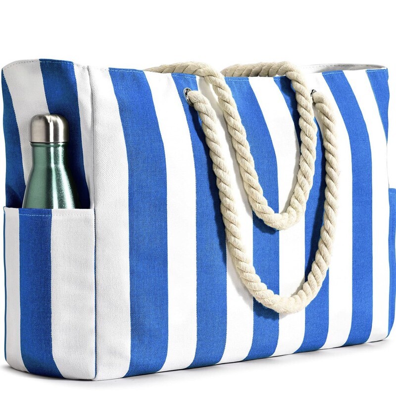 Cross-border Outdoor Blue and White Stripe Storage Bag Absorbent Quick-drying Portable Beach Bag Cross-border in stock Bag